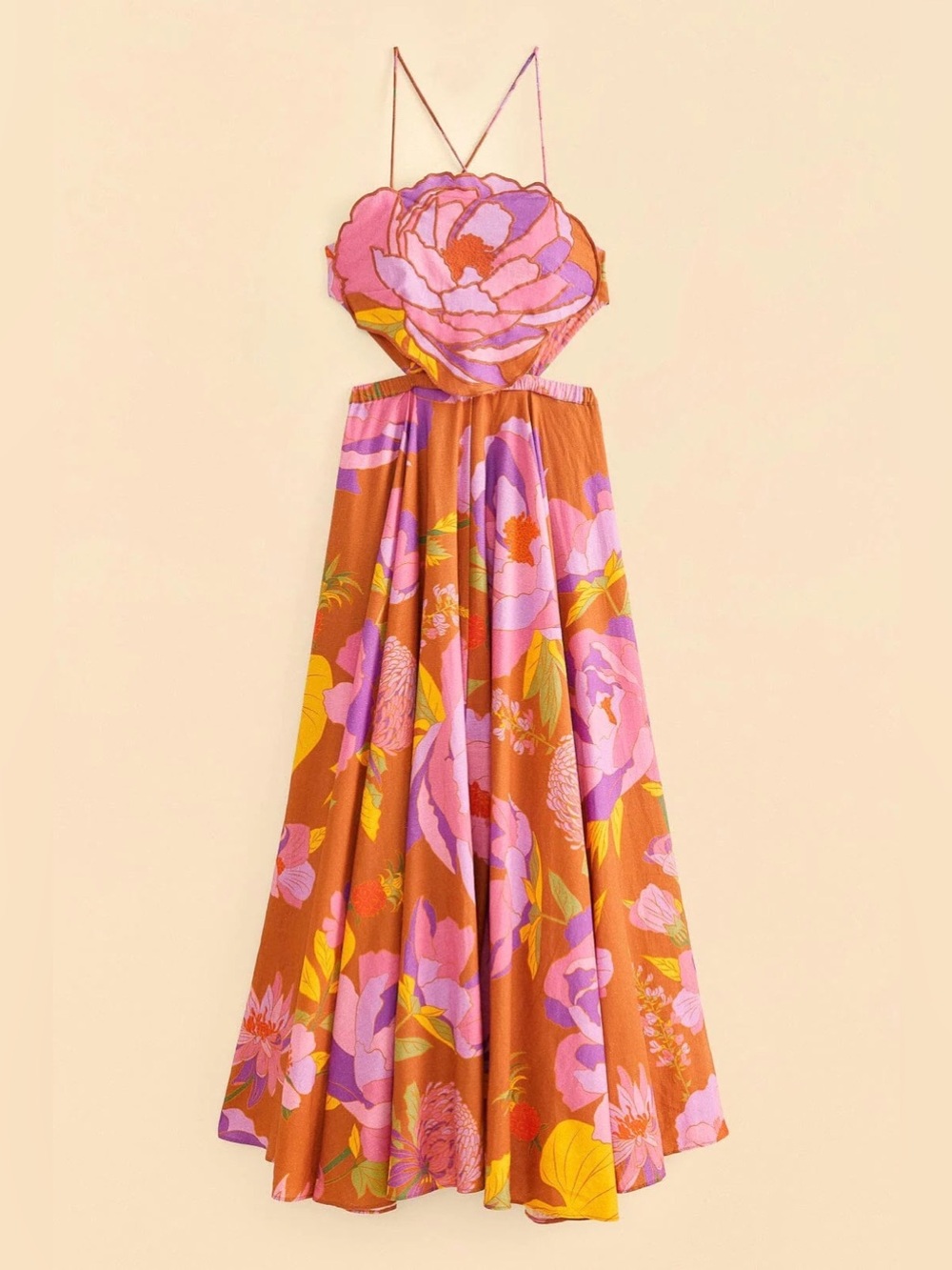 Farm Rio Embroidered Flower Top Maxi Dress - Picture 5 of 8